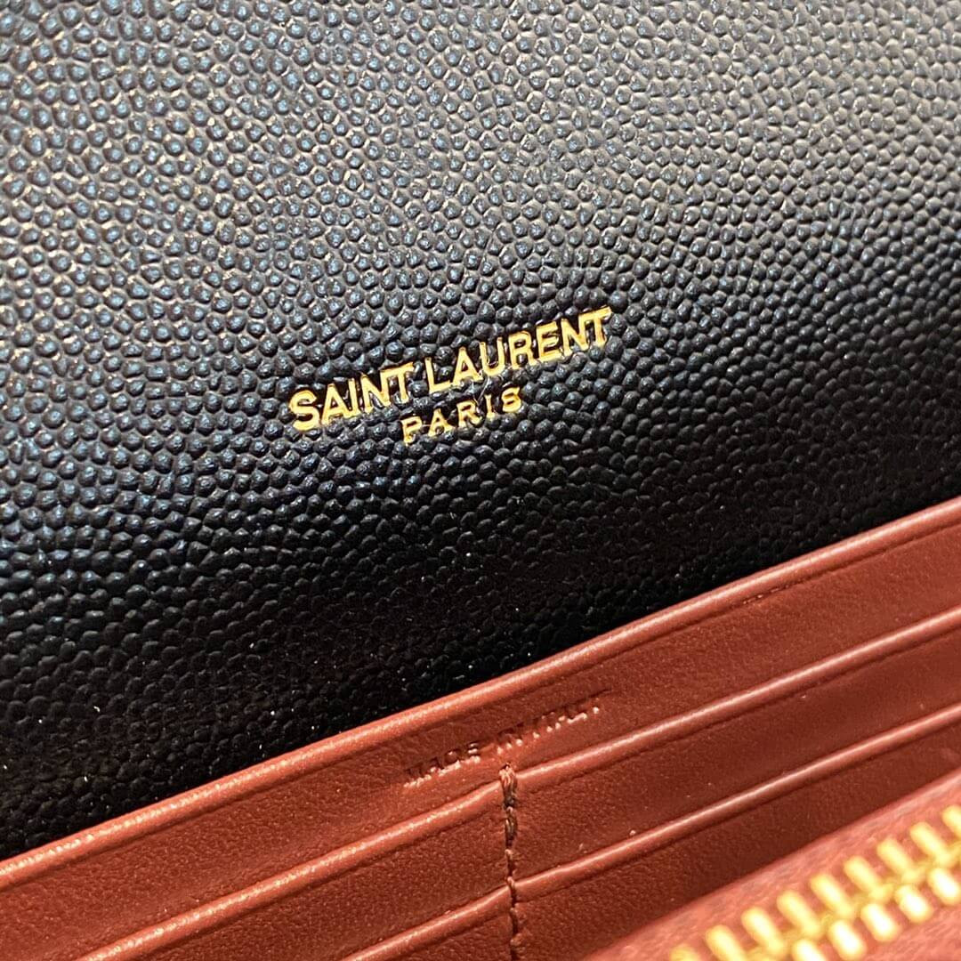 YSL Saint Laurent Cassandra Wallet On Chain In Grain Leather 582334