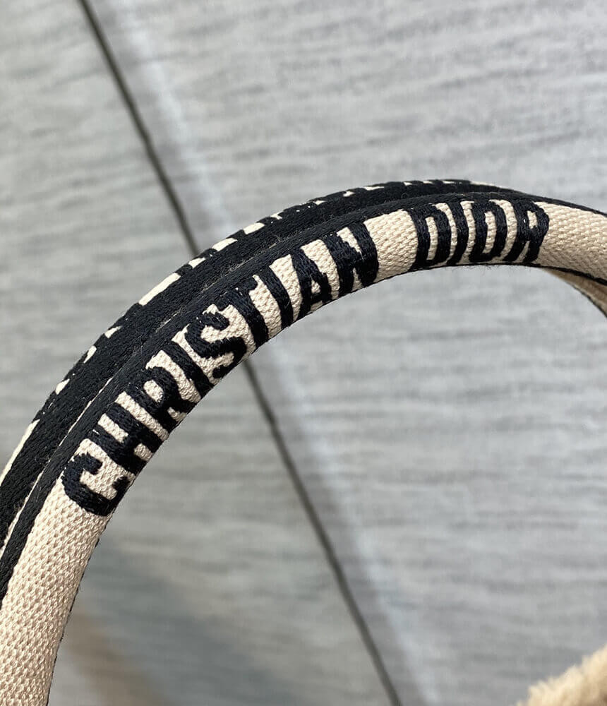 Christian Dior Large Book Tote Beige Cannage Shearling M1286