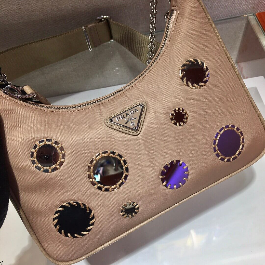 Prada Hobo Re Edition Embroidery Sequins Cross Body Bag 1BH204