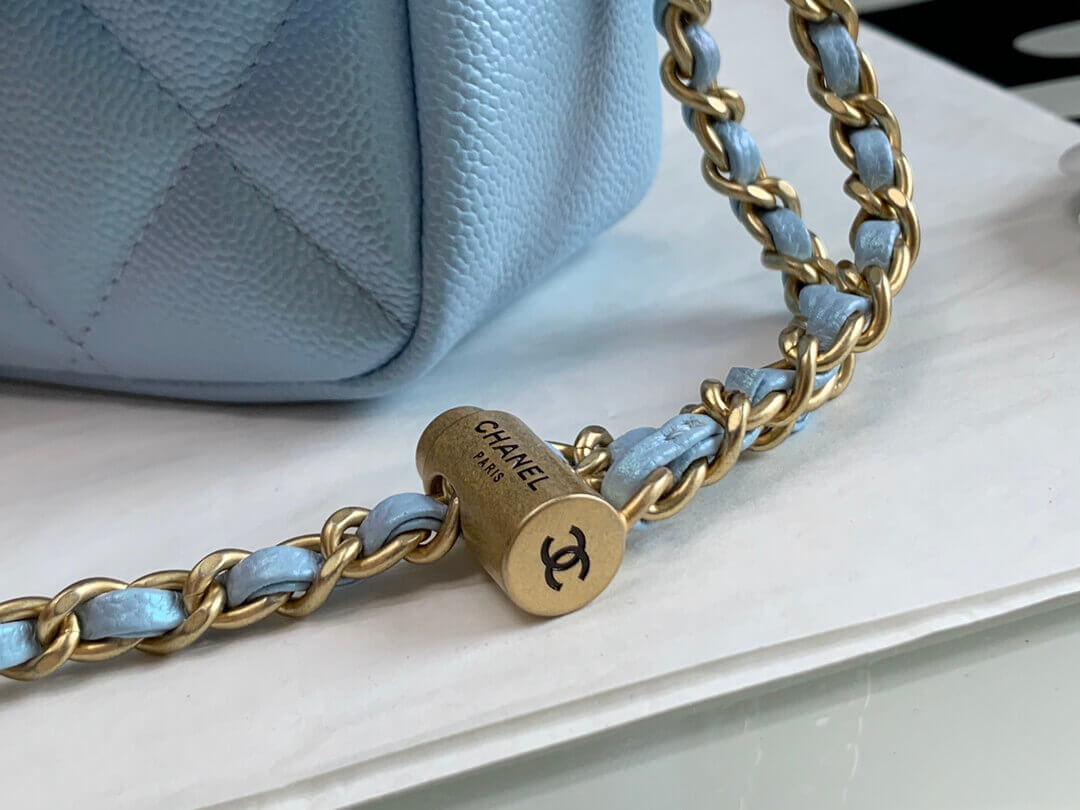 Chanel Caviar Calfskin Pearl Crush Gold Ball Mini Flap Bag 99097