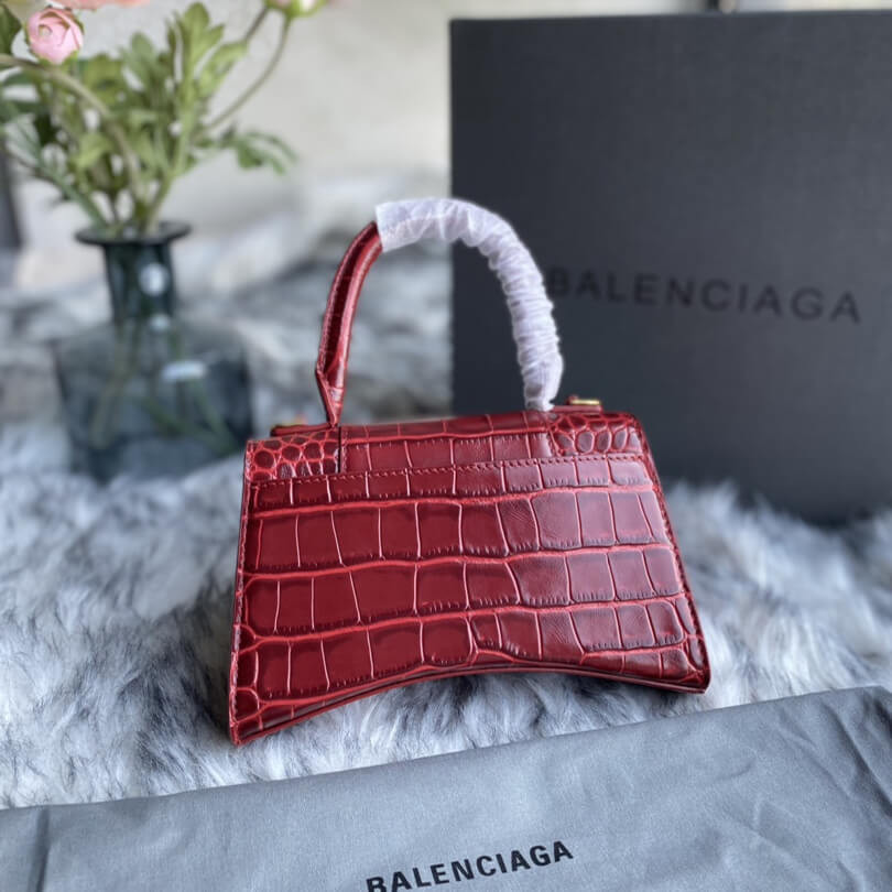 Balenciaga Hourglass XS Croc-Effect Leather Tote