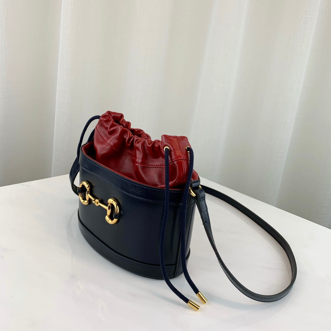 Gucci 1955 Horsebit Bucket Bag 602118 Blue/Red