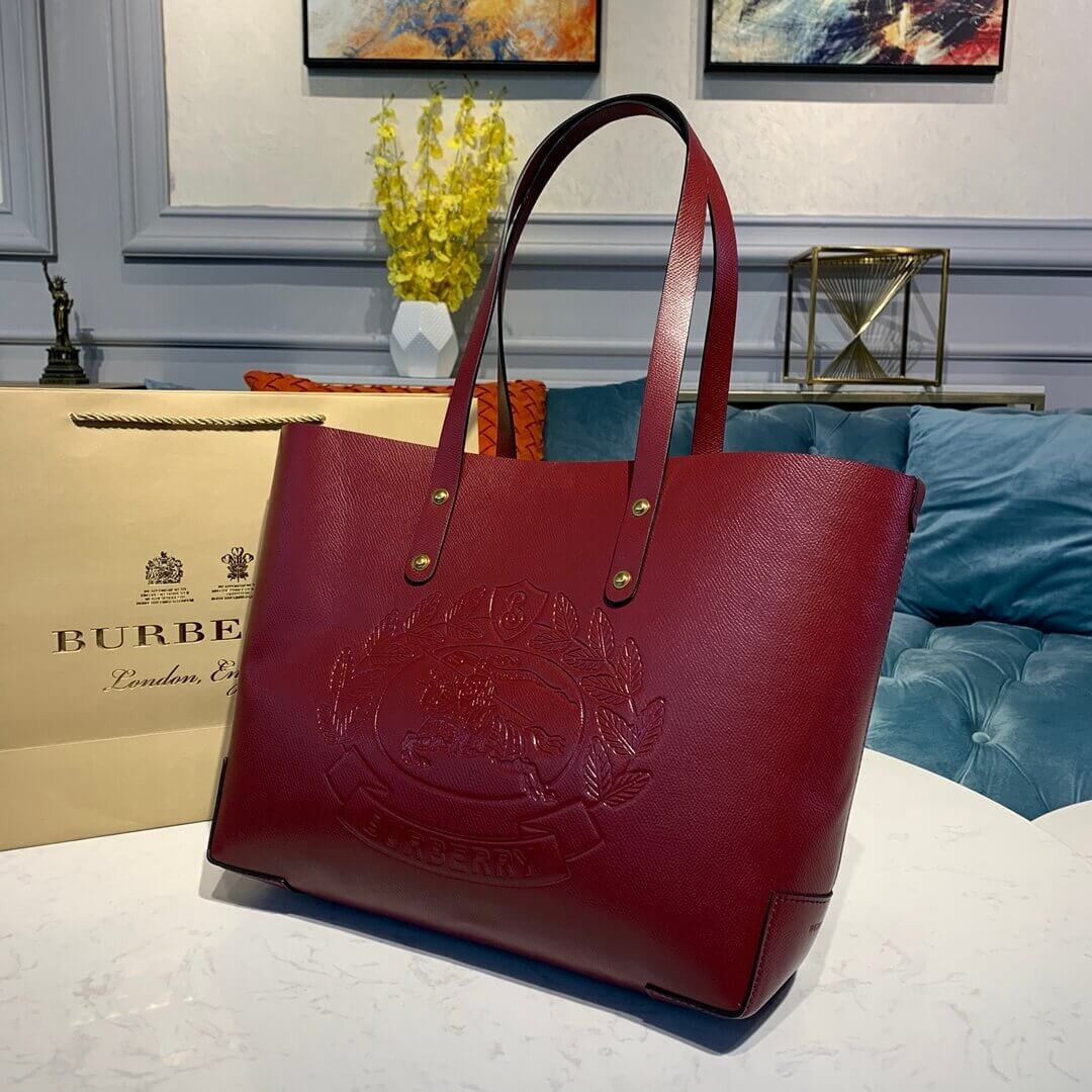 Burberry Small Embossed Crest Leather Tote 40802081