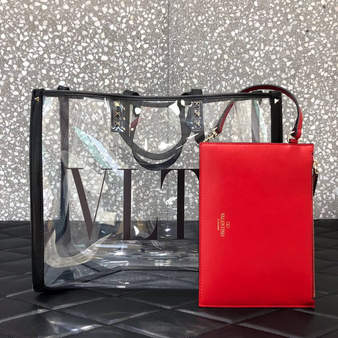 Valentino Garavani Grande Plage Small PVC & Leather Tote Bag 9006