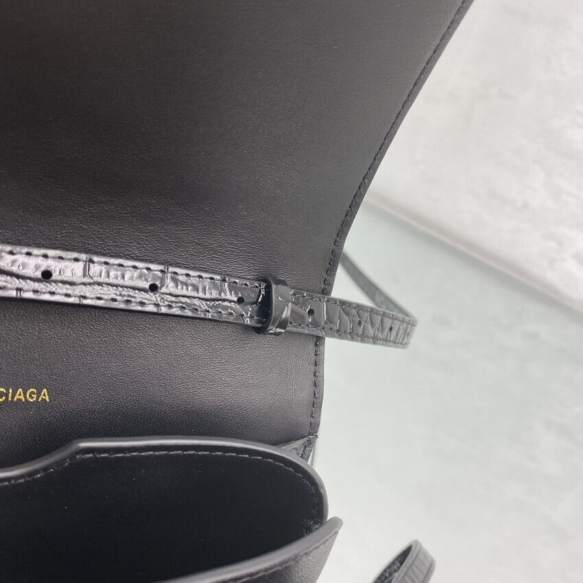 Balenciaga B Small Croc-effect Leather Shoulder Bag