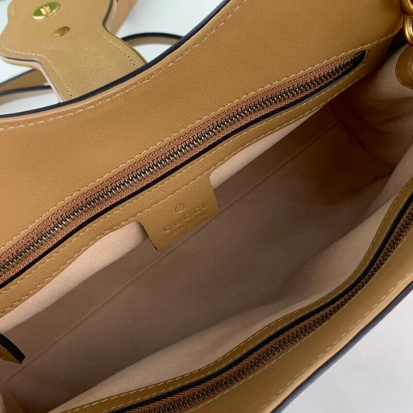 Gucci Small Top Handle Bag with Double G in Brown Leather 658450