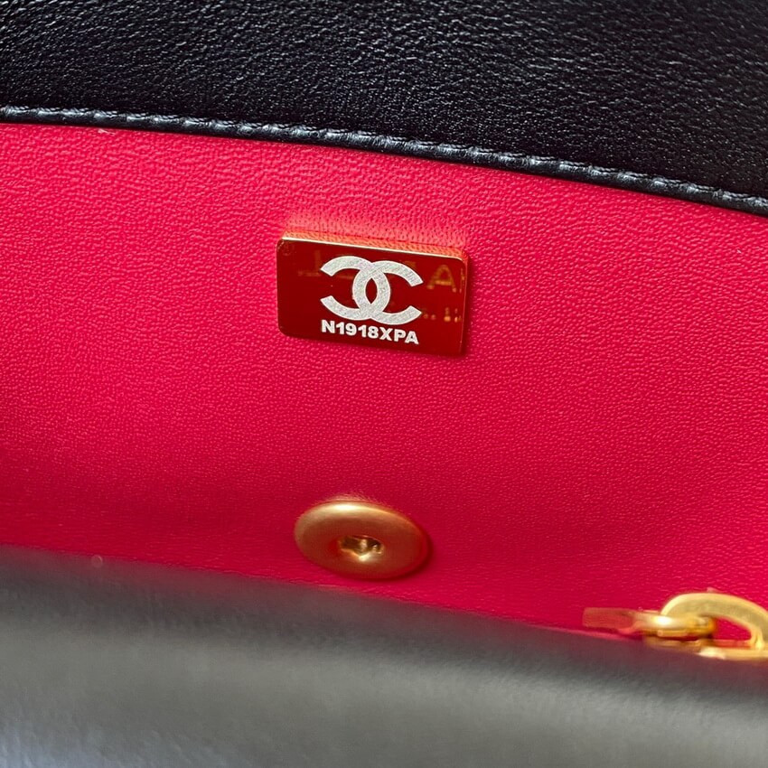 Chanel Small Flap Bag in Lambskin with Enamel CC AS3114