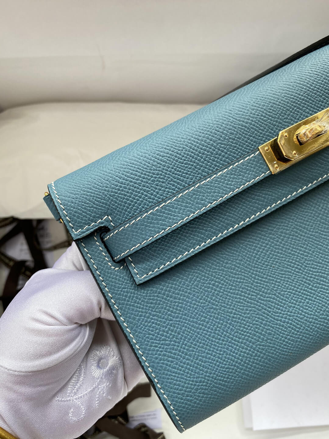 Hermes Kelly Wallet to Go Woc 499041 Blue