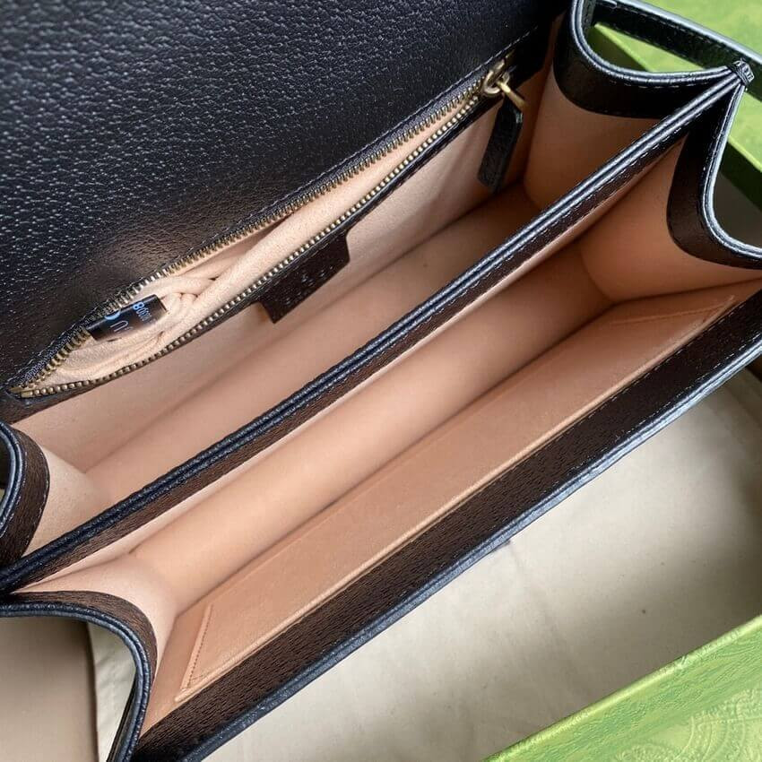 Gucci Ophidia Leather Small Top Handle Bag With Web 651055