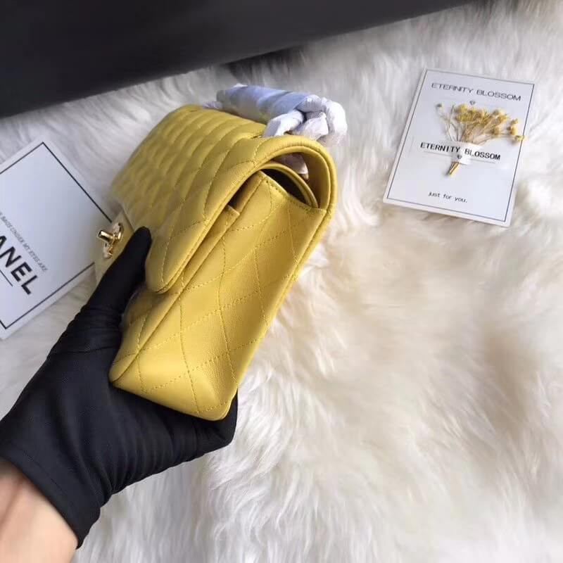 Chanel 1112 Yellow Medium Size 2.55 Lambskin Leather Flap Bag