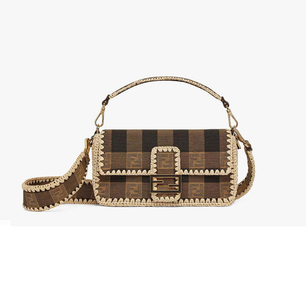 Fendi Baguette Brown Fabric Bag 8BR600