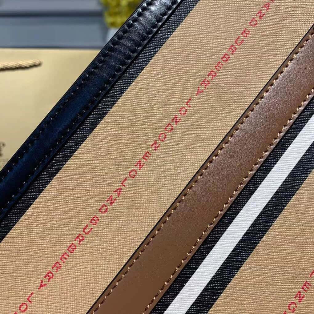 Burberry Logo and Stripe E-canvas Portrait Tote Bag 80224761