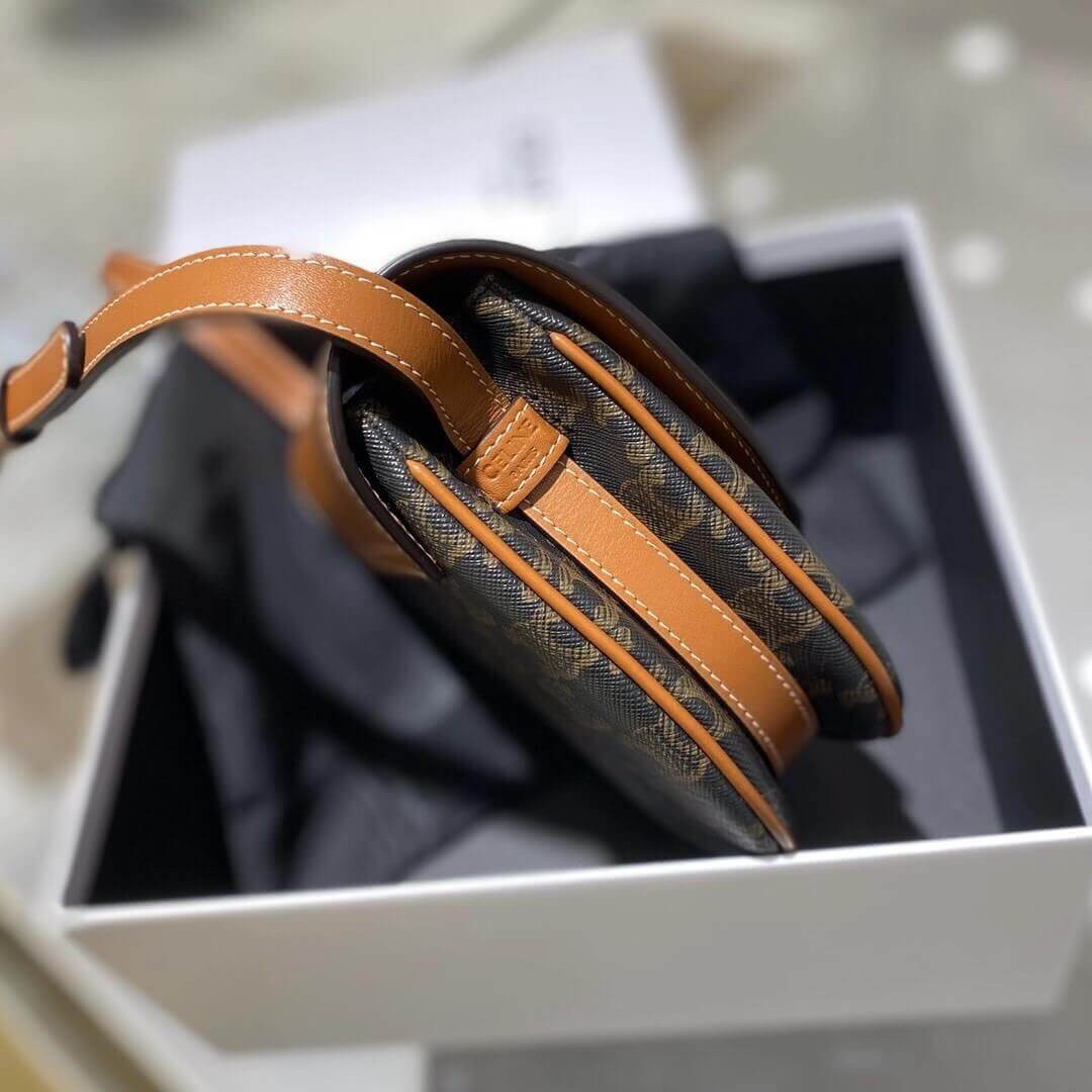 Celine Triomphe Saddle Bag In Triomphe Canvas 194152