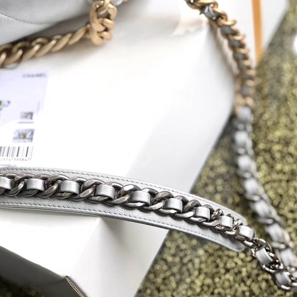 Chanel 19 Flap Bag AS1160 Silver