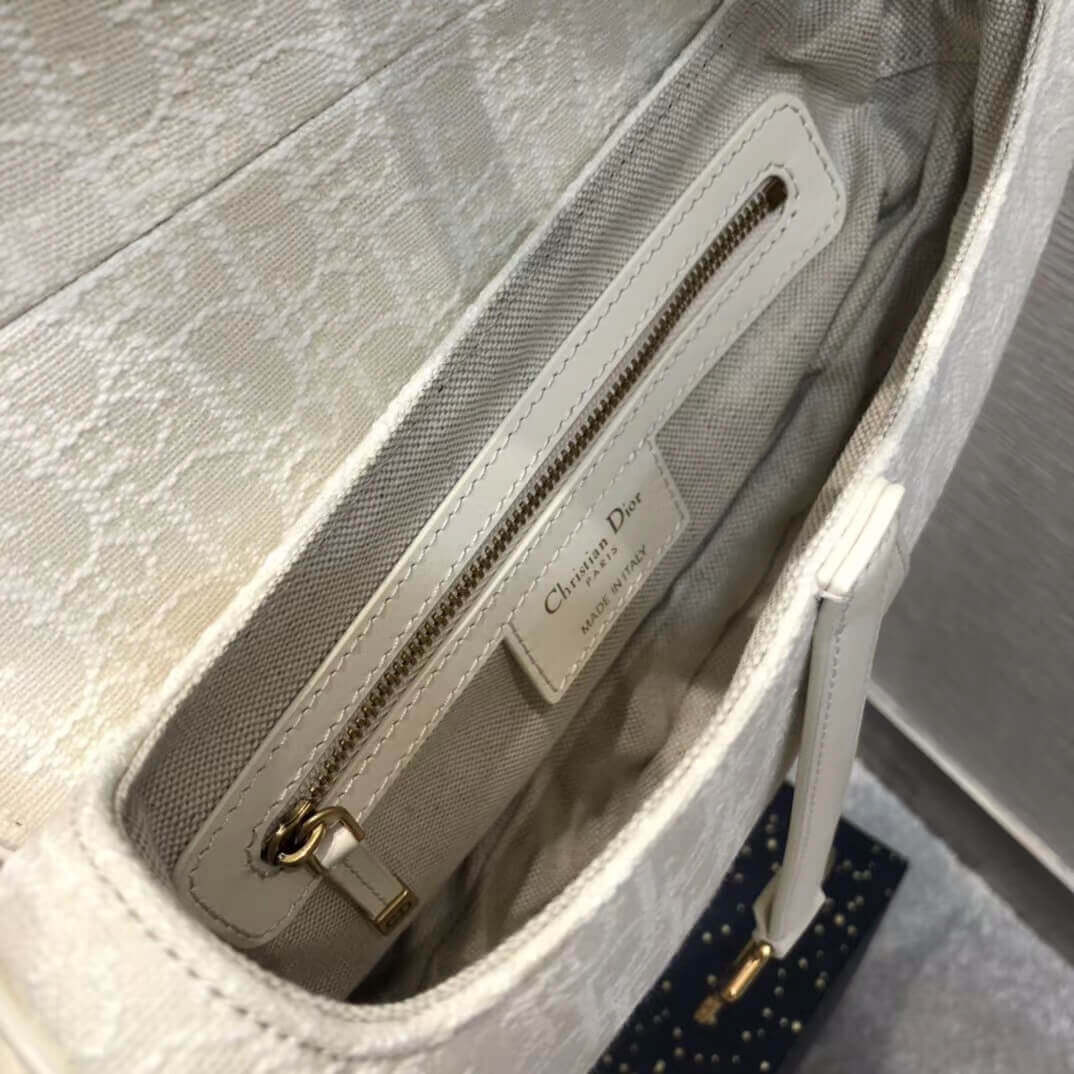 Christian Dior Saddle Bag Ecru Ultramatte Calfskin M0446