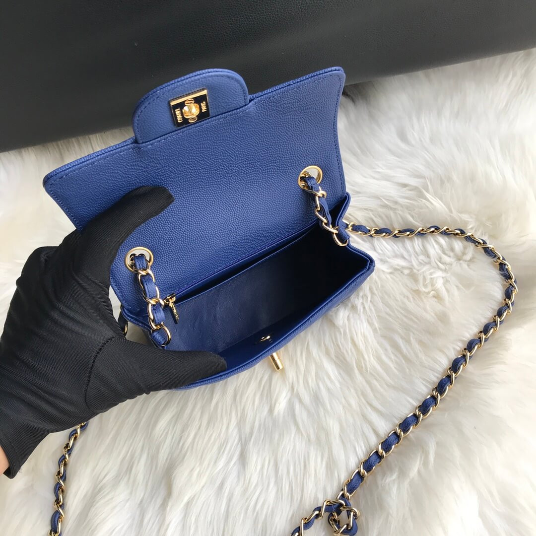 Chanel Chevron Caviar Leathe 17cm Classic Flap Bag 1115