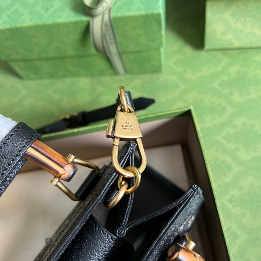 Gucci Diana Mini Tote Bag 655661 in Black Denim