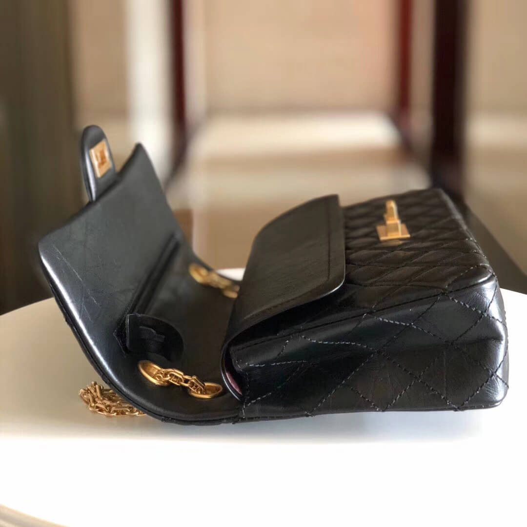 Chanel 2.55 Aged Calfskin Leather Flap Bag A37586