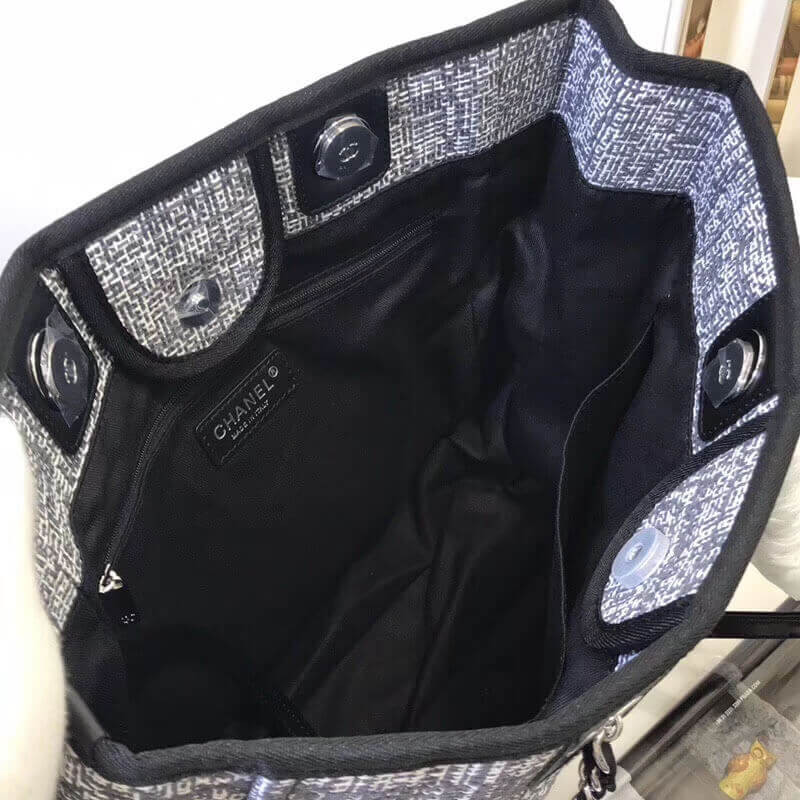 Chanel Deauville Chain Shoulder Tote 33cm Canvas Bag A66939