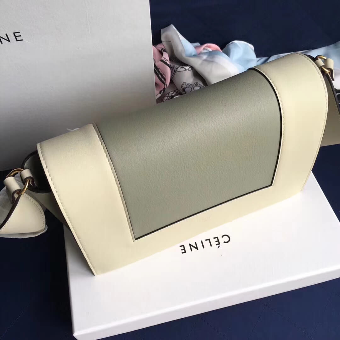 Celine Frame Medium Shoulder Bag 180263 White/Light Green