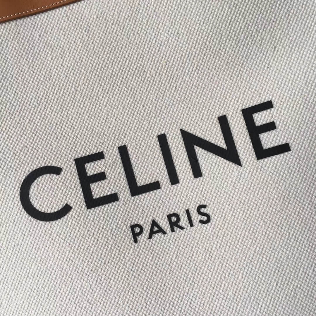 Celine Vertical Cabas Celine In Canvas With Celine Print And Calfskin 190402
