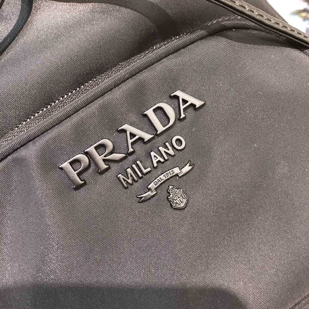 Prada Duet Nylon Shoulder Bag With Braided Trim 1BH038