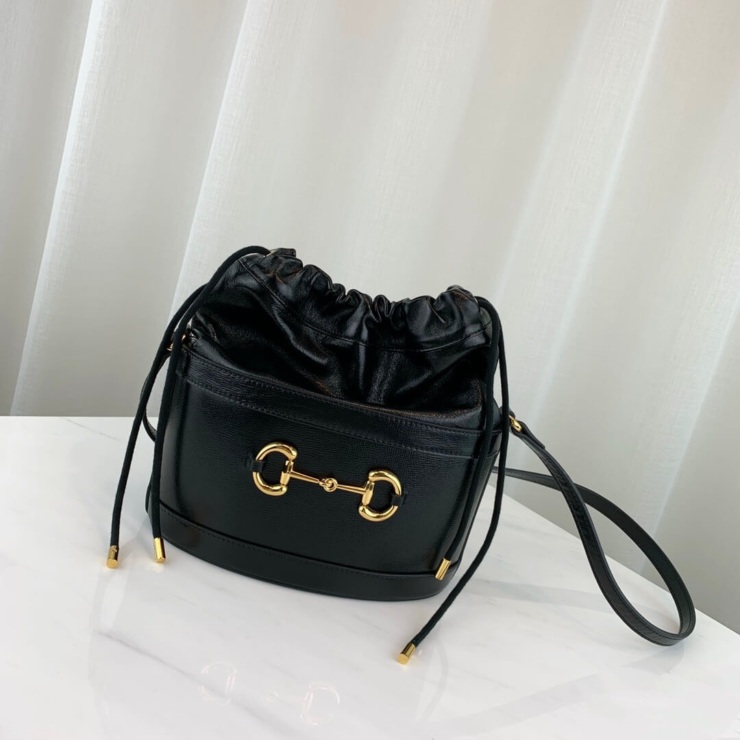 Gucci 1955 Horsebit Bucket Bag 602118 Black