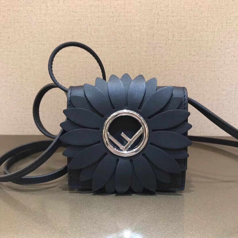 Fendi Micro Kan I Logo Gerbera Leather Shoulder Bag 8BS003