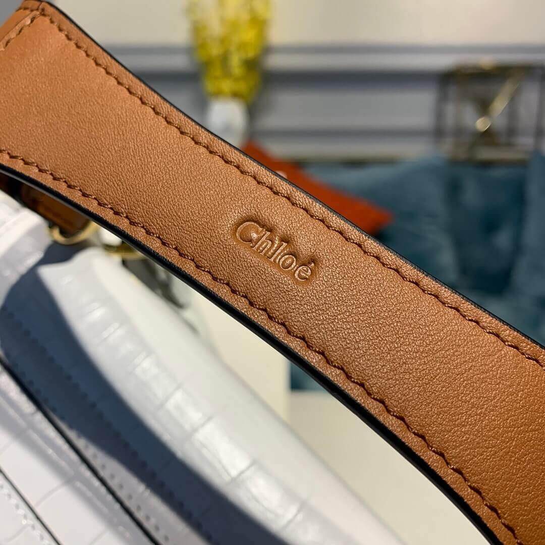 Chloe C Small Double Carry Bag In Embossed Croco A871