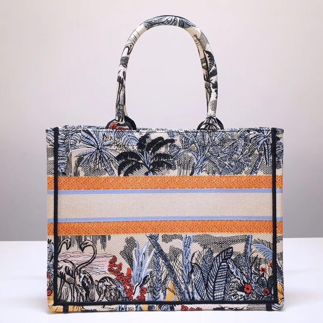 Christian Dior Small Book Tote In Embroidered Canvas M1296