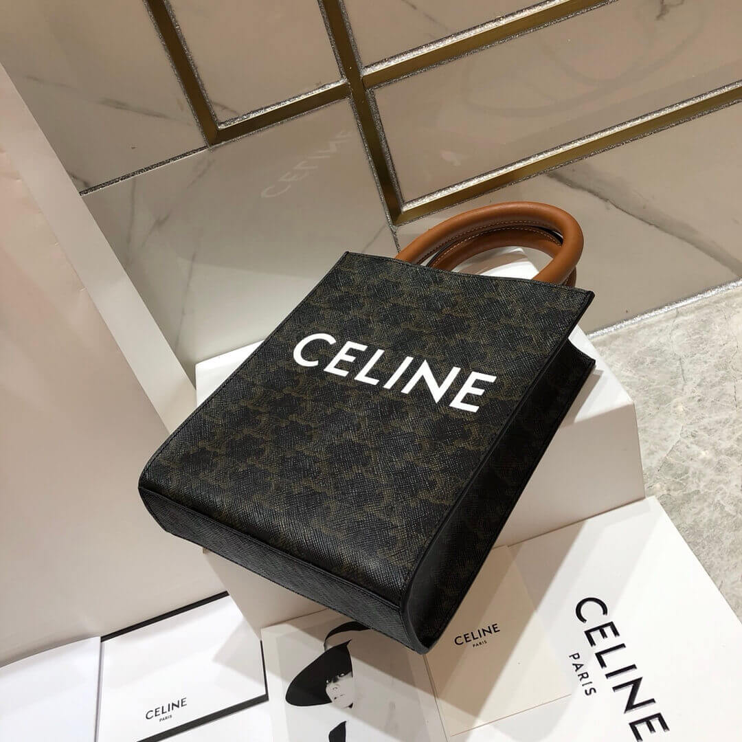 Celine Mini Vertical Cabas In Triomphe Canvas 193302