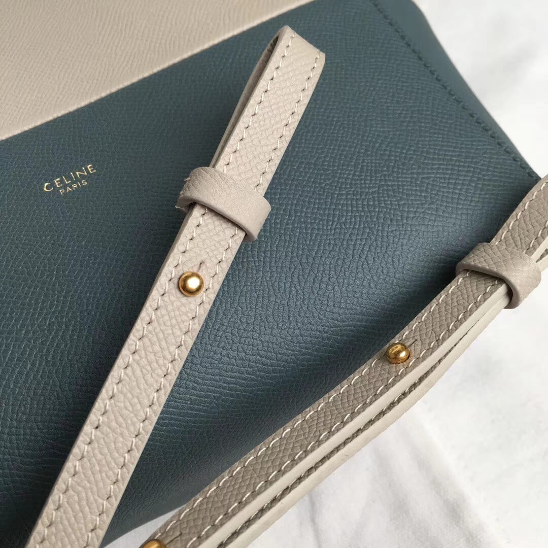 Celine Small Cabas In Grained Calfskin 189813 Beige/Light Blue