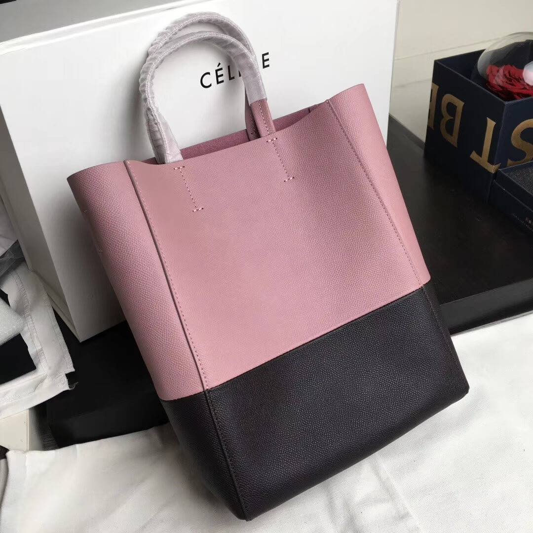 Celine Small Cabas In Grained Calfskin 189813 Pink/Black