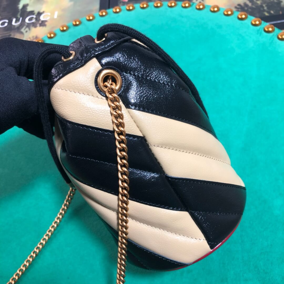 Gucci GG Marmont Mini Bucket Bag 575163 Beige/Black