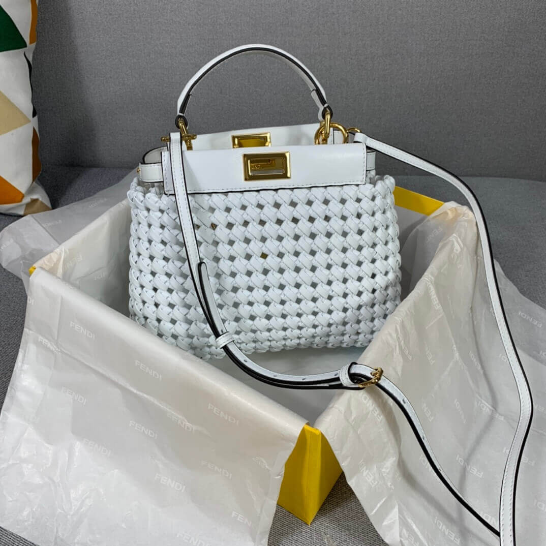 Fendi Peekaboo Iconic Mini Leather Interlace Bag 8BN244