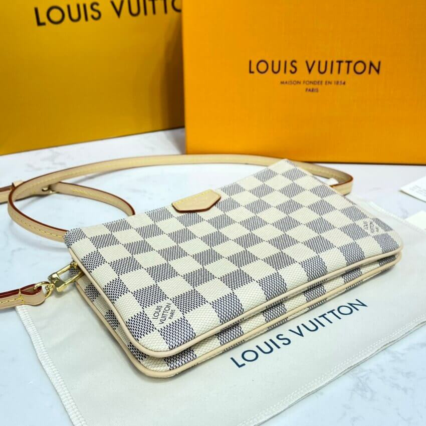 Louis Vuitton Damier Azur Double Zip Pochette N60460