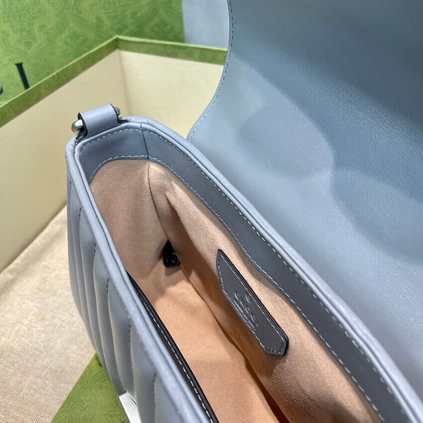 Gucci GG Marmont Grey Matelasse Leather Mini Top Handle Bag 583571