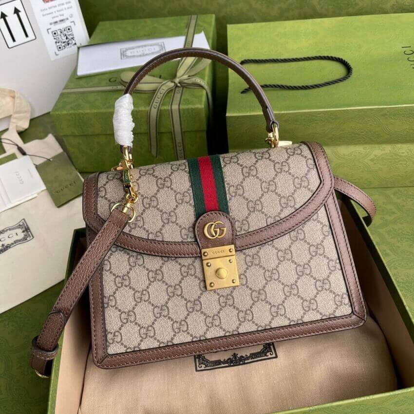Gucci Ophidia Small Top Handle Bag With Web 651055