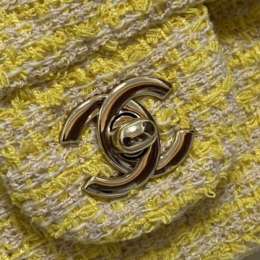 Chanel  Classic Flap Bag in Yellow Tweed 1112