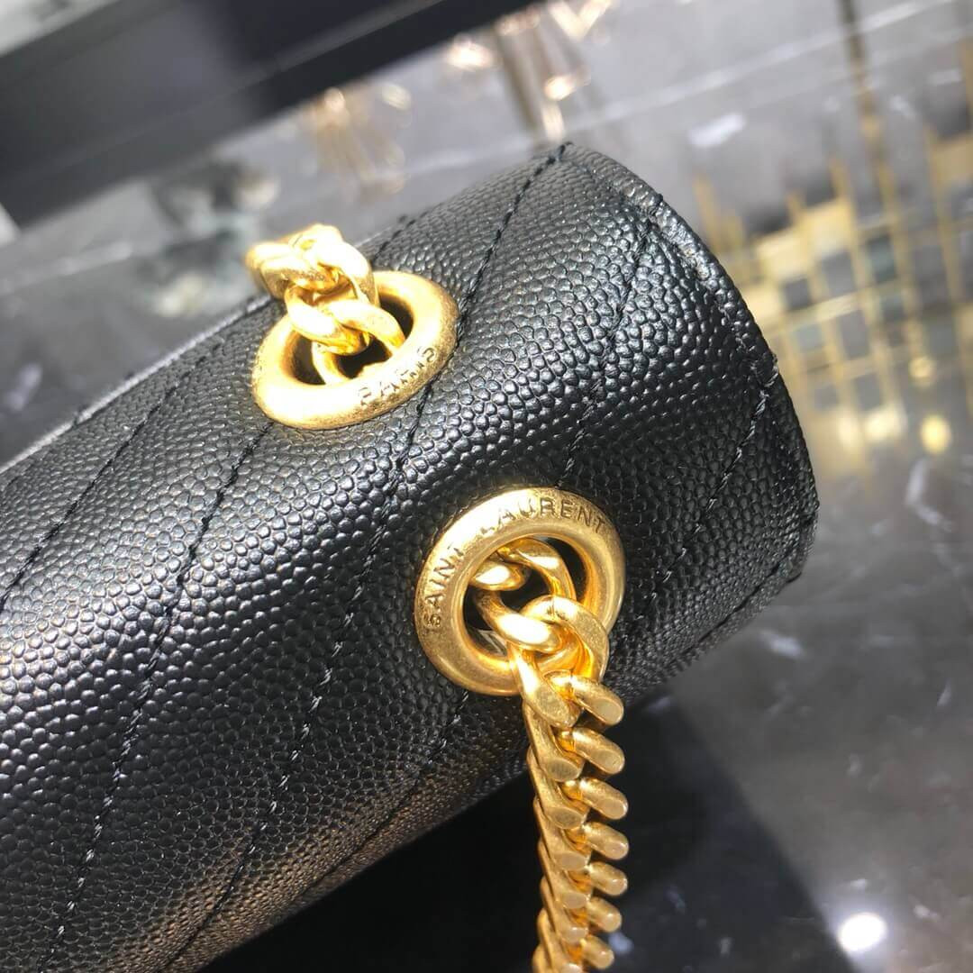 Saint Laurent Grain Leather Large Envelope Chain Bag 396910 Black