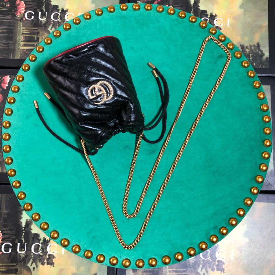 Gucci GG Marmont Mini Bucket Bag 575163 Black