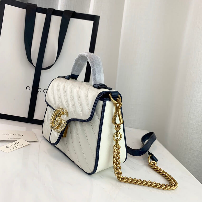 Gucci GG Marmont Mini Top Handle Bag 583571 White