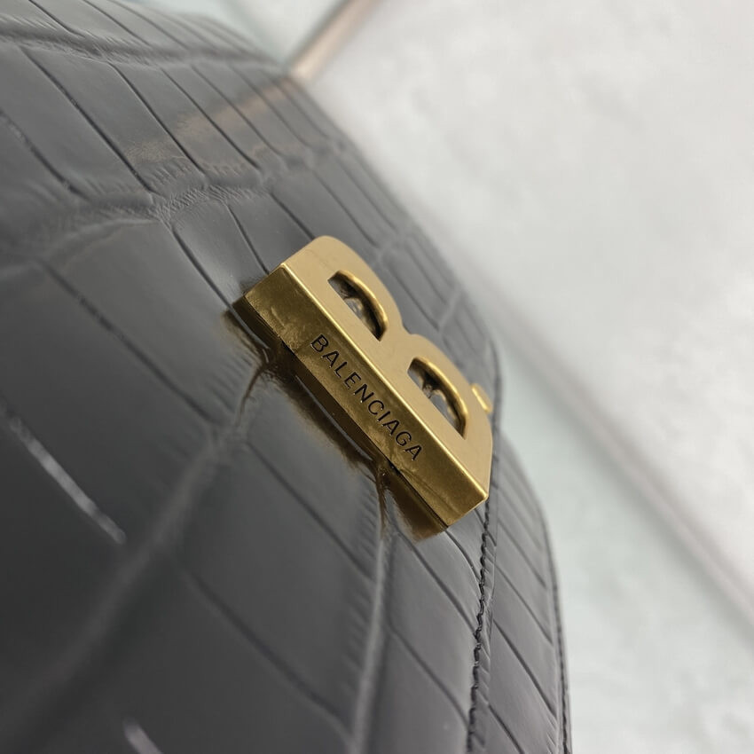 Balenciaga B Small Croc-effect Leather Shoulder Bag