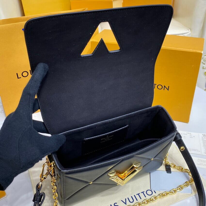 Louis Vuitton Sheepskin Leather Twist MM M59029 Black