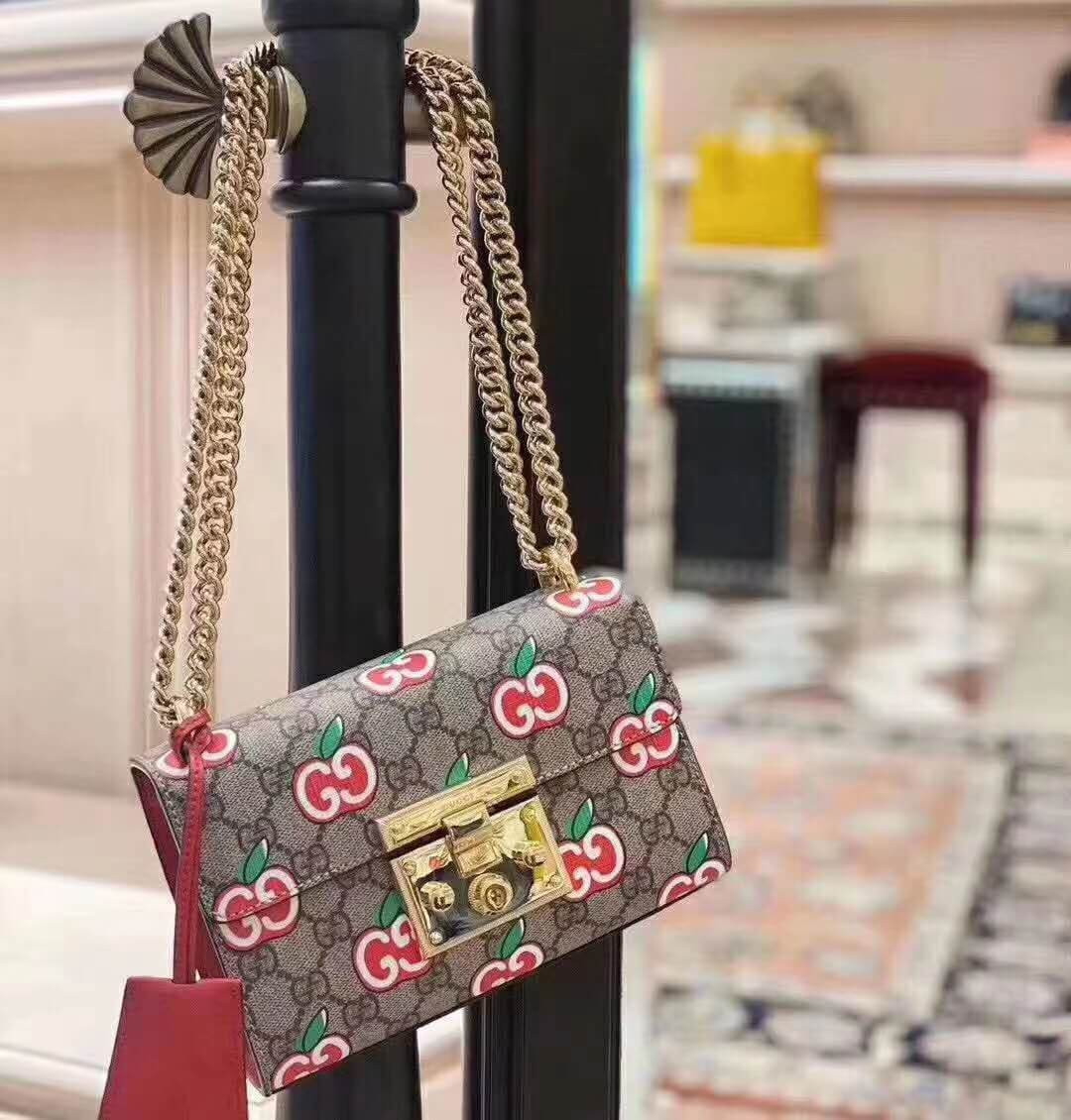 Gucci GG Apple Print Padlock Small Shoulder Bag 409487