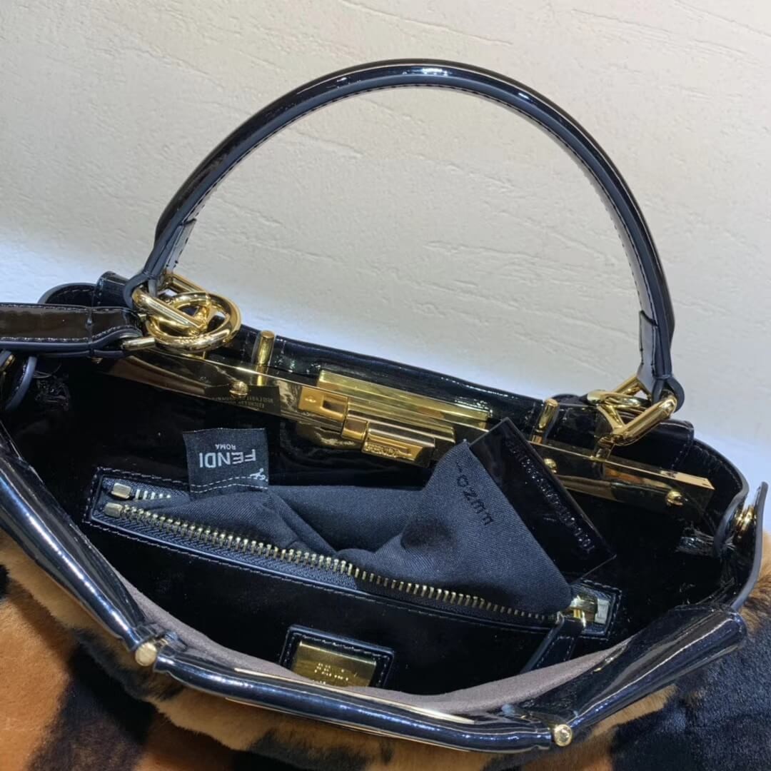 Fendi Peekaboo Iconic Medium Black Mink Bag 8BN290