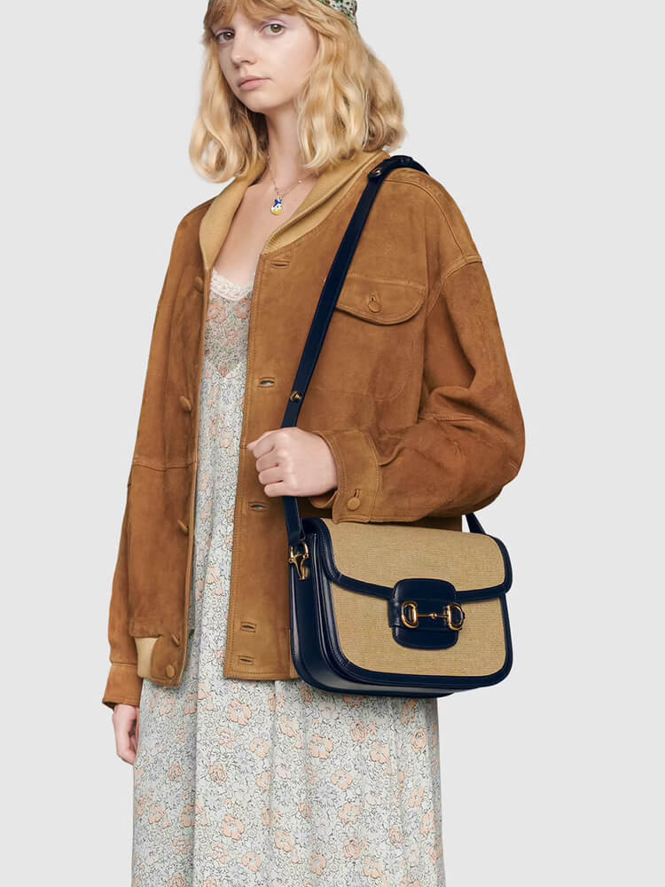 Gucci Horsebit 1955 Small Bag 602204 in Beige Canvas