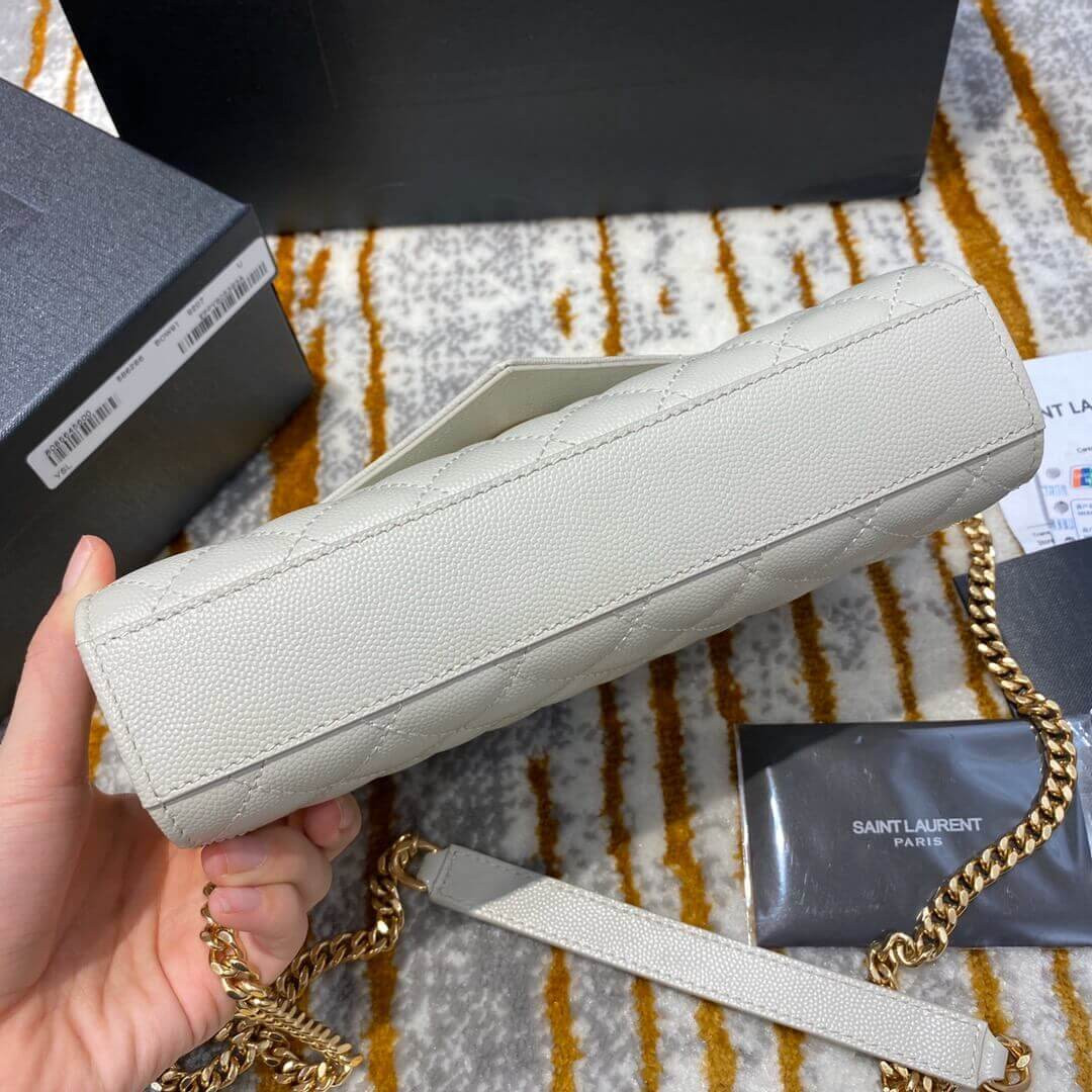 Saint Laurent Grain Leather Envelope Small Bag 526286 White