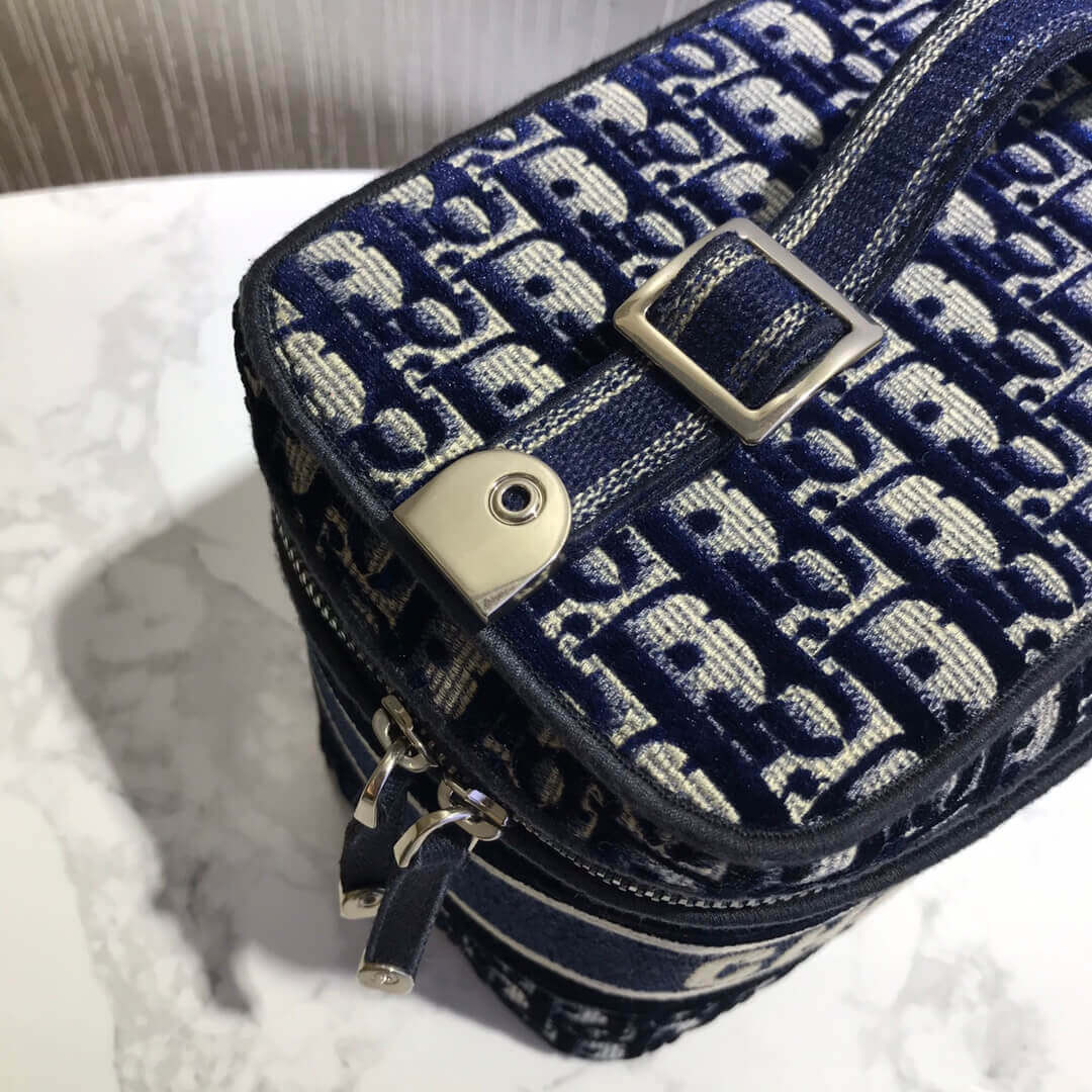 Dior Oblique Embroidered Velvet Diortravel Vanity Case S5480V
