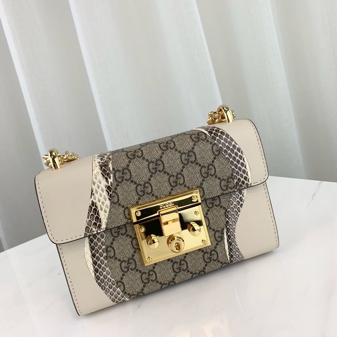 Gucci Padlock Snakeskin Small Shoulder Bag 432182 White